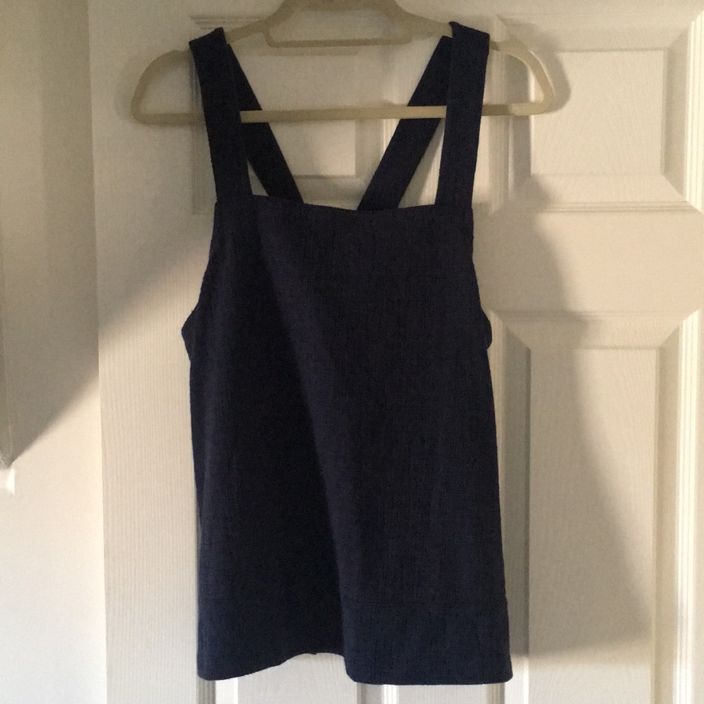 Madewell woven navy blue apron top